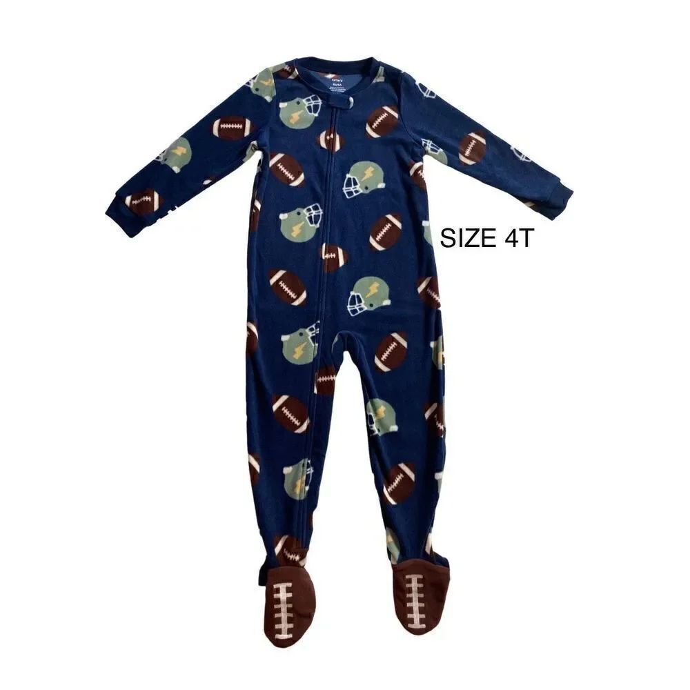 Carter's Boys 4T Football Fleece Footed Paiamas